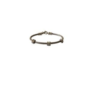 Artisan vintage steel cable sterling X stations bracelet.